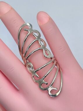 Vintage Mexico Silver Wide Openwork Southwestern Statement Ring Sz 8